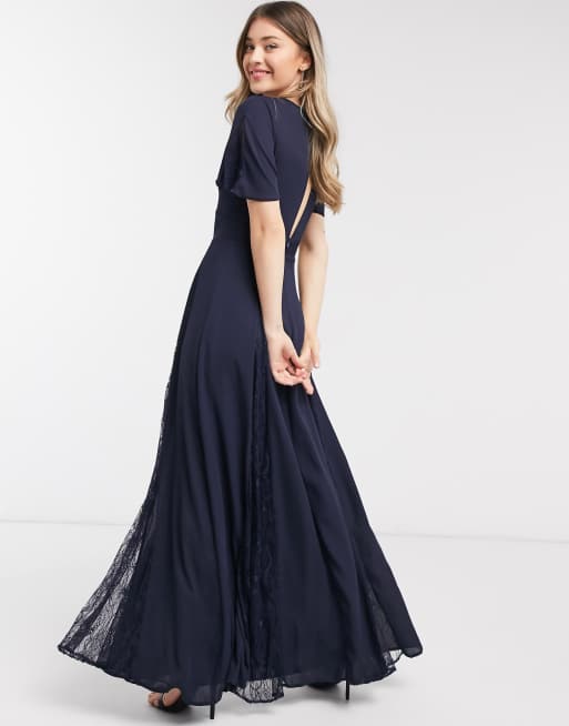 Asos navy outlet maxi dress