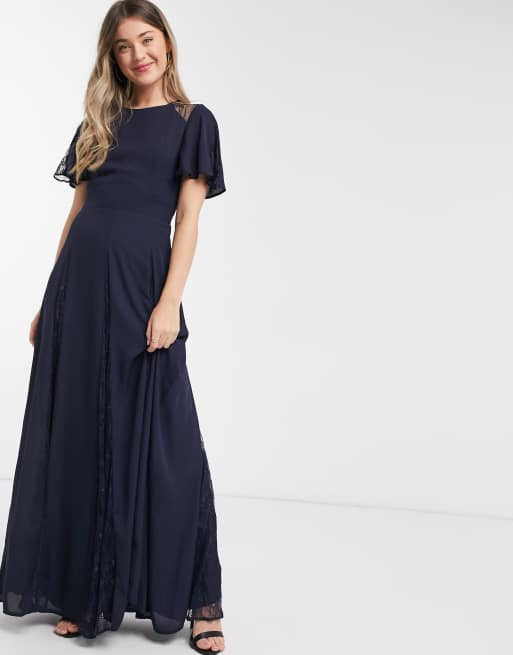 Asos navy 2025 maxi dress