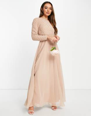 long sleeve blush dress