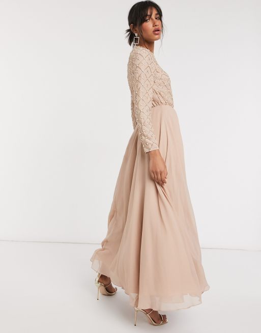 bridesmaid maxi dress long sleeve