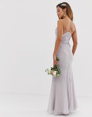 grey fishtail bridesmaid dress