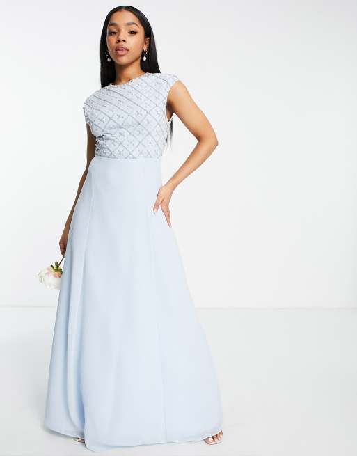 Light blue 2025 beaded bridesmaid dresses