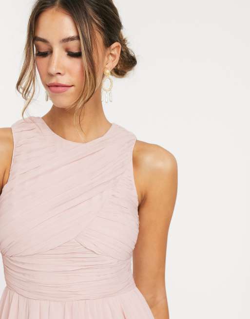 asos pleated bridesmaid dress Asos Bridesmaid Special Occasion Grey Full Length Ladies Dress UK 10 - main image 0