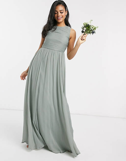 ASOS DESIGN Bridesmaid maxi dress with soft pleated bodice