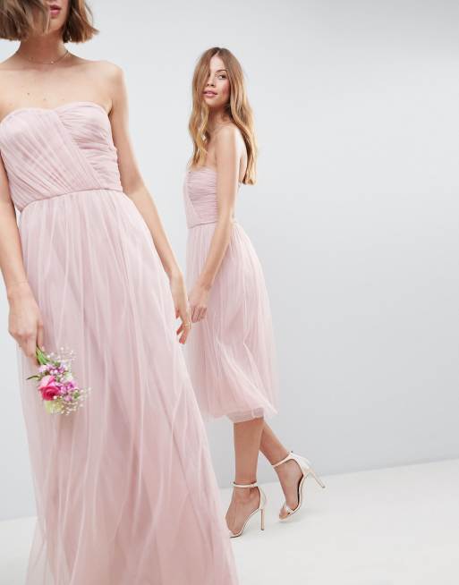 ASOS DESIGN bridesmaid - Maxikjole i tyl med bandeaudesign