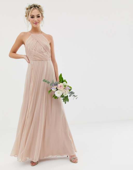 ASOS DESIGN – Bridesmaid – maxiklänning i förklädesstil med rynkad bodice