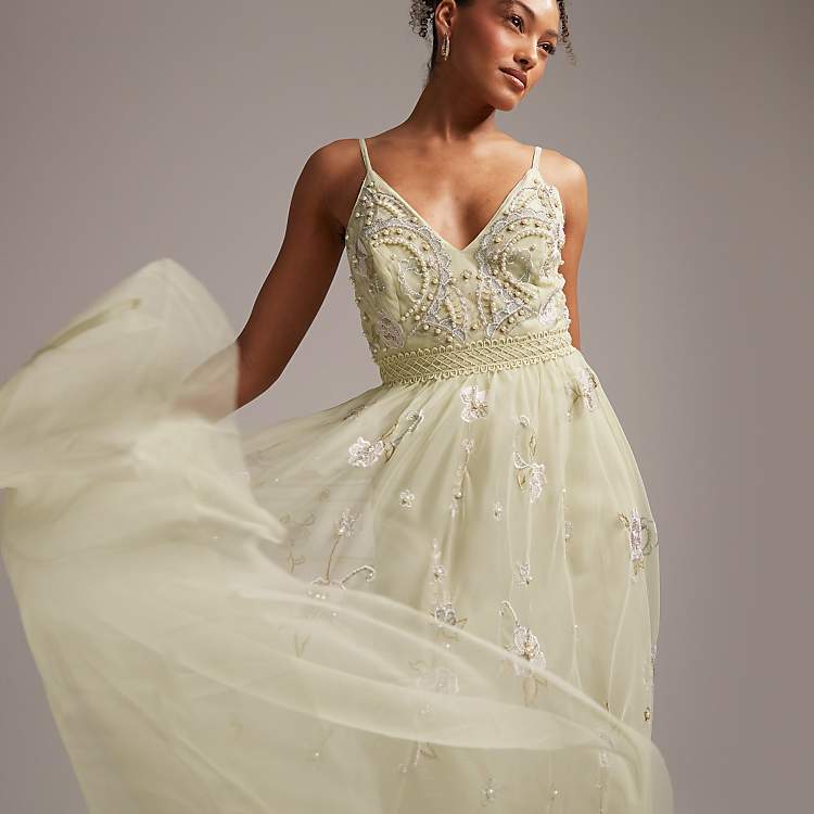 ASOS DESIGN Bridesmaid pearl embellished cami maxi dress ASOS DESIGN Bridesmaid pearl embellished cami maxi dress