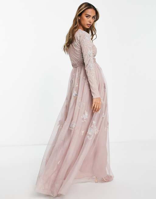 Asos long store sleeve bridesmaid dress