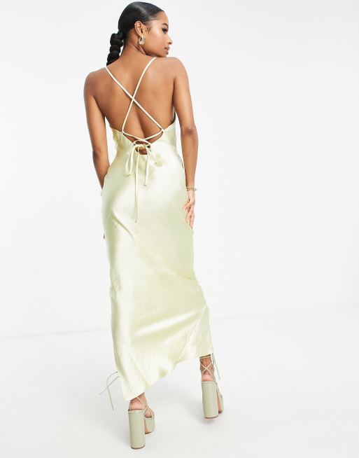 ASOS DESIGN Bridesmaid Petite cami maxi slip dress in hi-shine