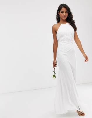 asos design bridesmaid pinny maxi dress with ruched bodice