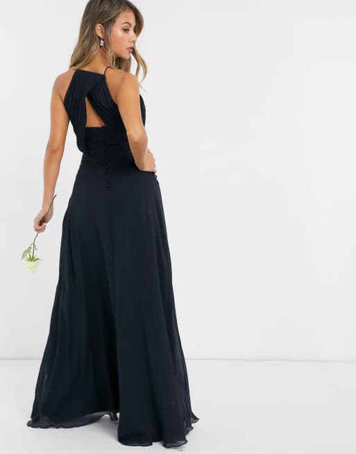asos design bridesmaid pinny maxi dress with ruched bodice ASOS DESIGN Bridesmaid pinny maxi dress with ruched bodice and layered  skirt detail