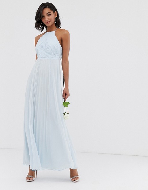 ASOS DESIGN Bridesmaid pinny maxi dress with ruched bodice