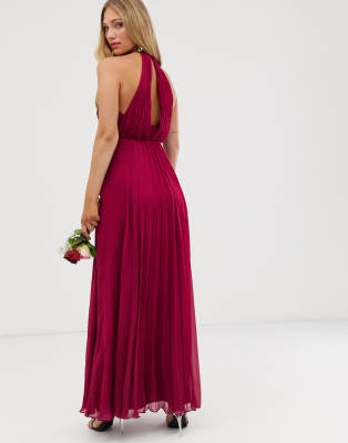 asos design bridesmaid pinny maxi dress with ruched bodice