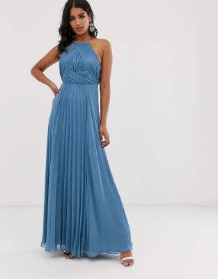 asos design bridesmaid pinny maxi dress with ruched bodice