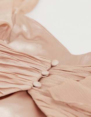 asos design bridesmaid pleated bodice maxi dress with flutter sleeve