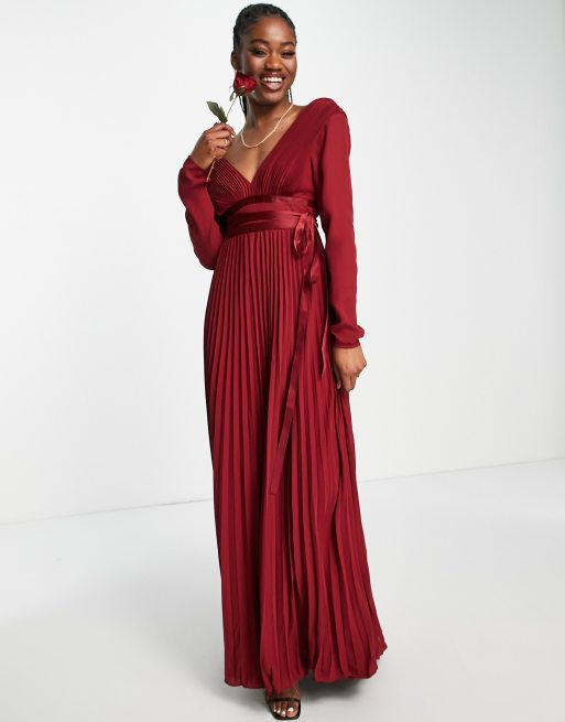 Long sleeve maxi silk on sale dress