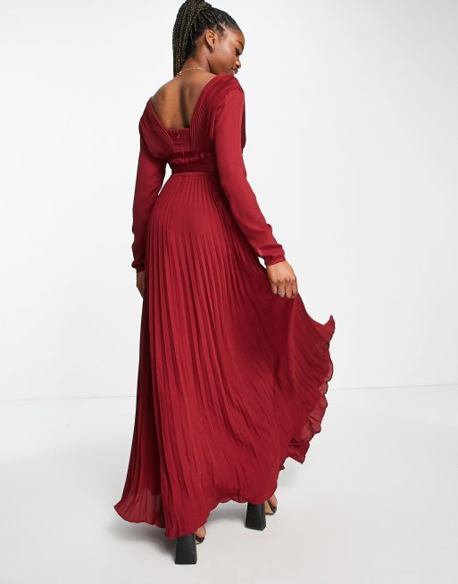 4XL] SHEIN CURVE - Burgundy Chiffon Dress, Women's Fashion