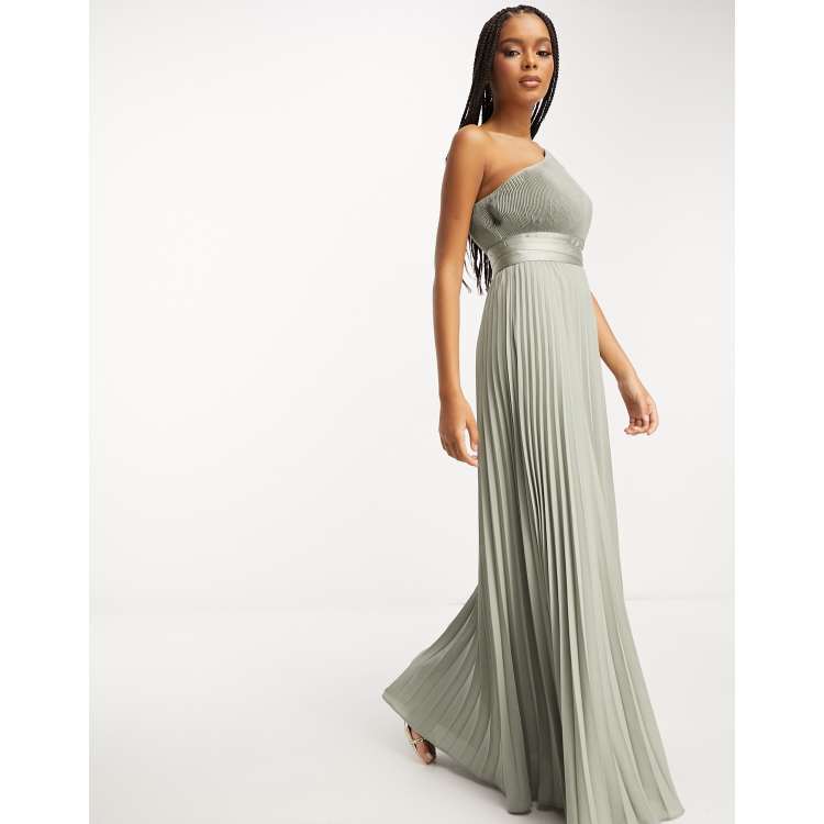 Exclusive pleated maxi 2025 dress in sage