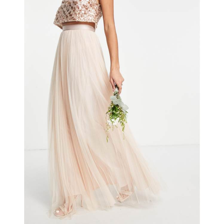 Tulle pleated cheap maxi skirt