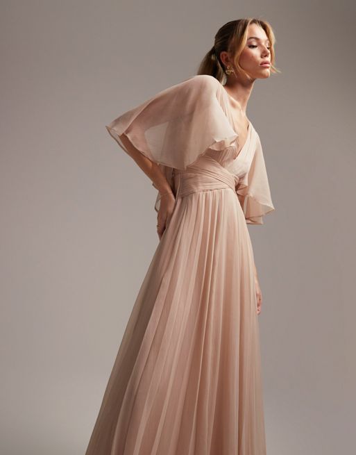 ASOS DESIGN Bridesmaid ruched bodice drape maxi dress with wrap