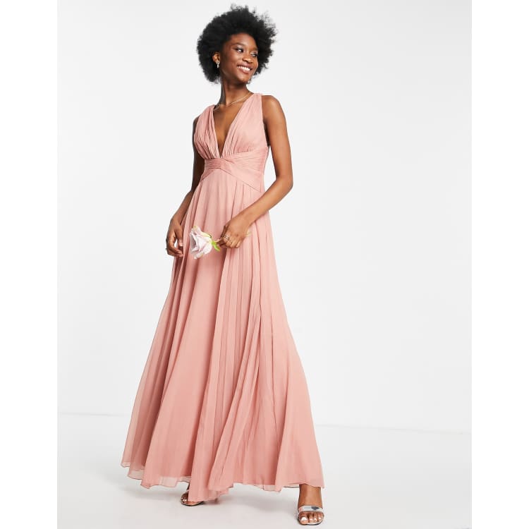 Never Let Go Rose Pink One Shoulder Ruched Side Detail Maxi Dress