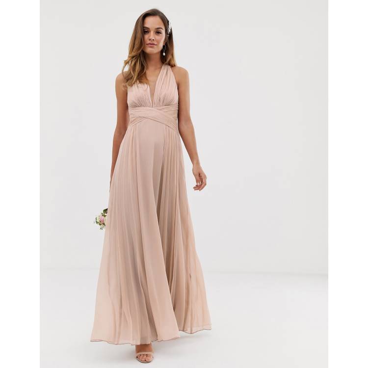 ASOS DESIGN Bridesmaid ruched bodice drape maxi dress with wrap waist | ASOS