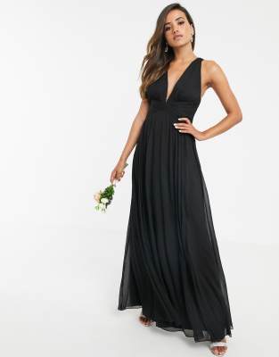 Bridesmaid ruched bodice drape maxi dress with wrap waist - ASOS