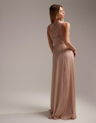 ASOS DESIGN Bridesmaid ruched bodice drape maxi dress with wrap