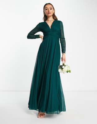 green long dress with slit Emerald Green Strappy Back Slit Satin Prom Dress main image 0