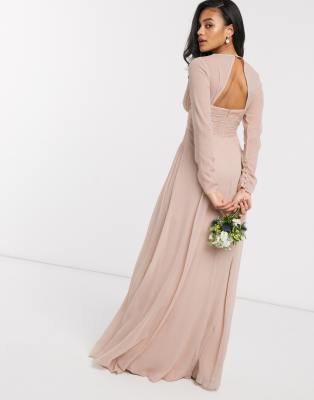 Asos soft blush bridesmaid dress sale