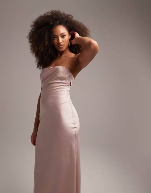 Asos design bridesmaid maxi bandeau dress with store soft layered skirt