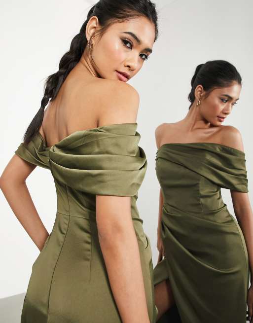 Olive green store wrap maxi dress