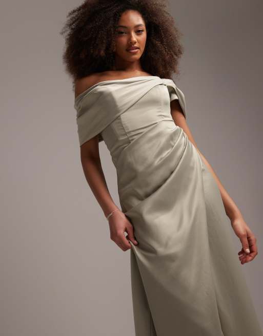 Sage Green Charlotte Satin Maxi Dress, WHISTLES