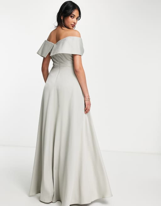 ASOS DESIGN Bridesmaid fallen shoulder drape maxi dress with