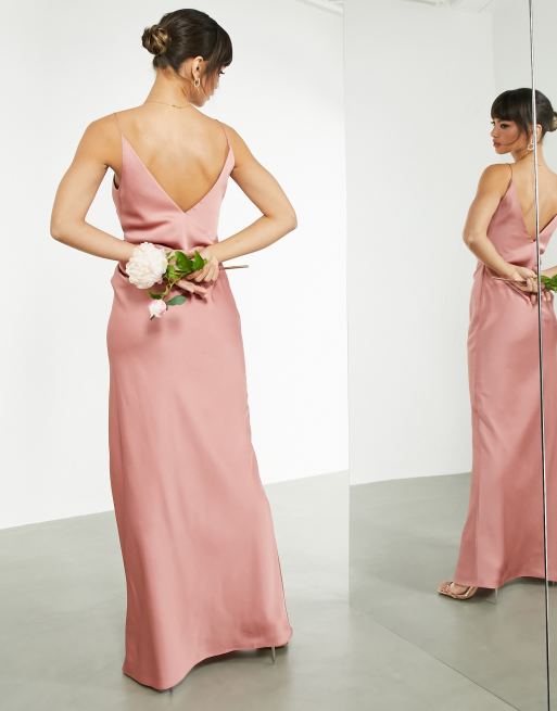 ASOS EDITION satin cami maxi dress with drape detail in orchid