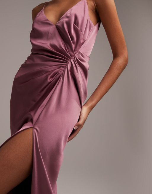 Shape Dusty Pink Satin Wrap Dress