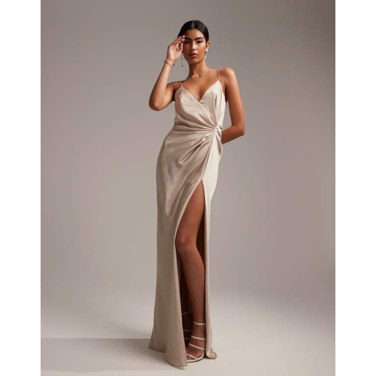 Oyster satin 2024 wedding dress