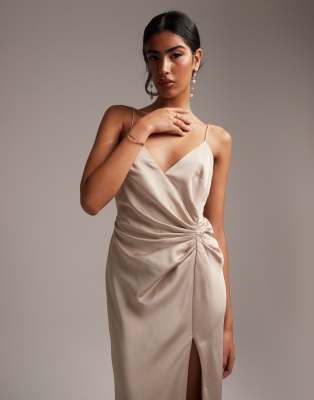 oyster satin cocktail dress