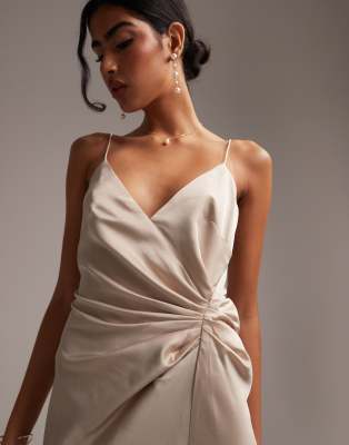 oyster satin cocktail dress