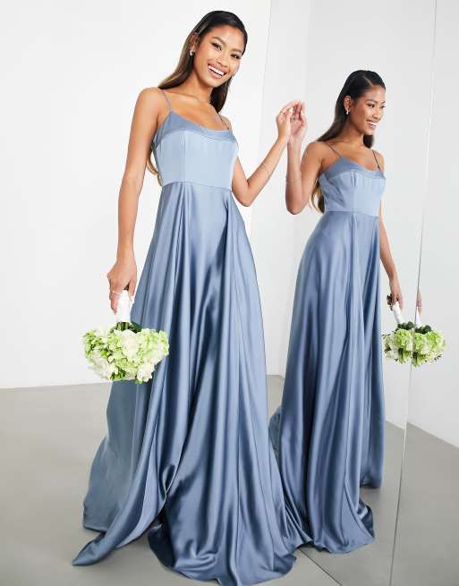 ASOS DESIGN Bridesmaid satin cami maxi dress with full skirt in