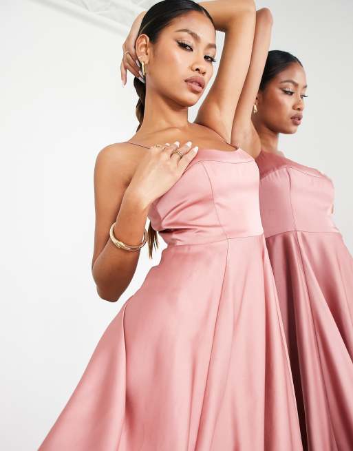 ASOS DESIGN Bridesmaid satin cami maxi dress with full skirt in