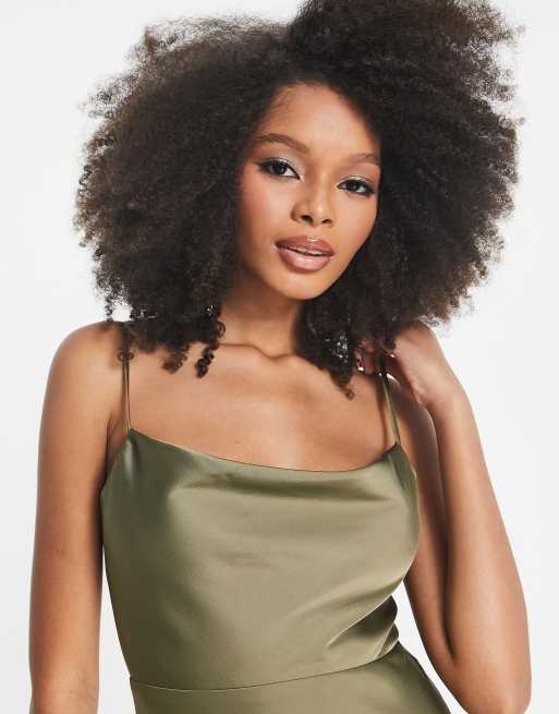 Green satin dress asos best sale