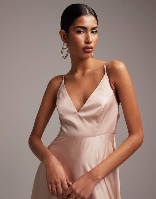 ASOS DESIGN bodycon bandage midi dress with cut-out in blush