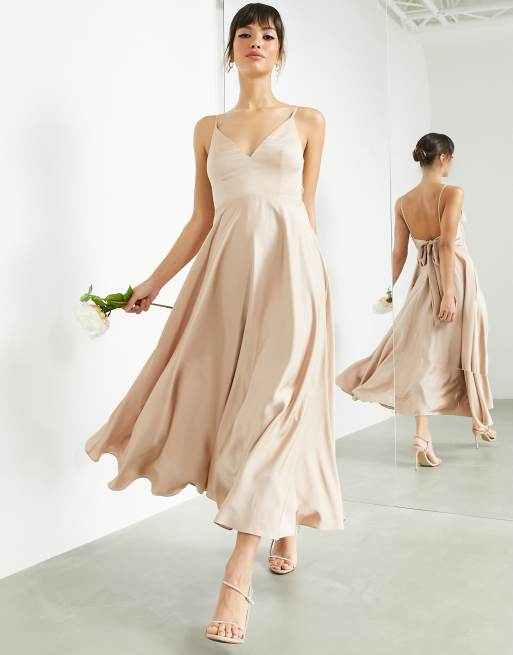 silk midi bridesmaid dresses Cicinia Midi Sheath Velvet Bridesmaid Dress, Champagne
