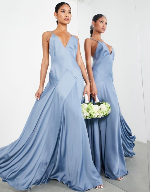 ASOS Design Embellished Disc Sequin Mini Wrap Dress in Blue