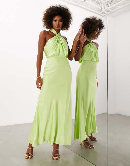 ASOS EDITION satin ruched halter neck maxi dress i