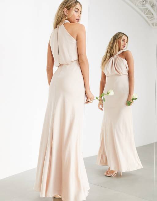 Asos edition ruched halter shop neck maxi wedding dress