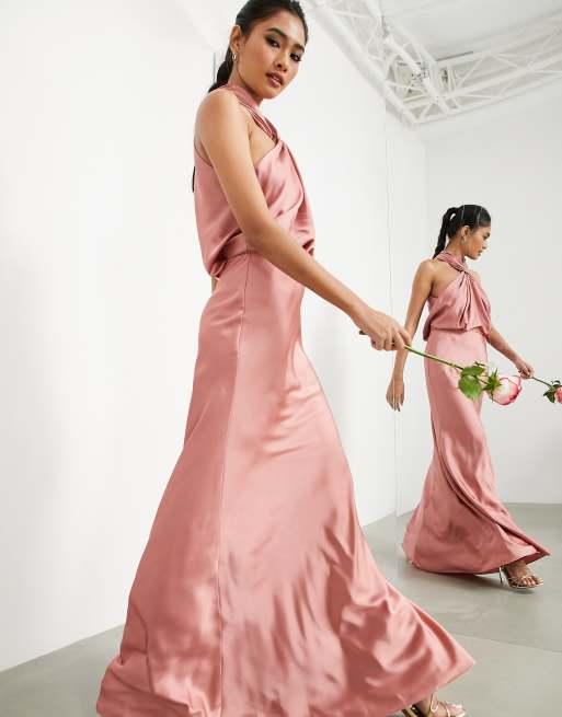 Asos dusky shop pink bridesmaid dress