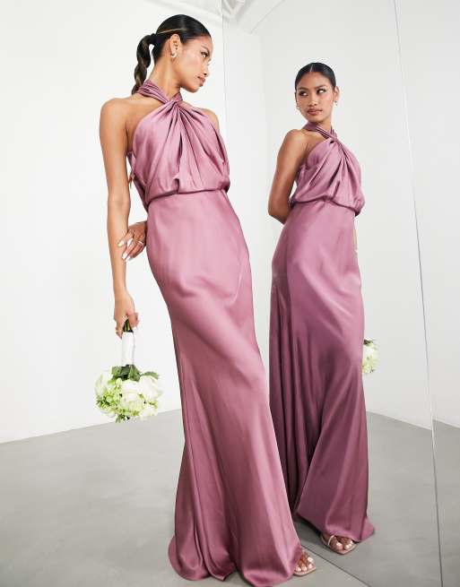 Asos edition ruched halter neck maxi wedding clearance dress