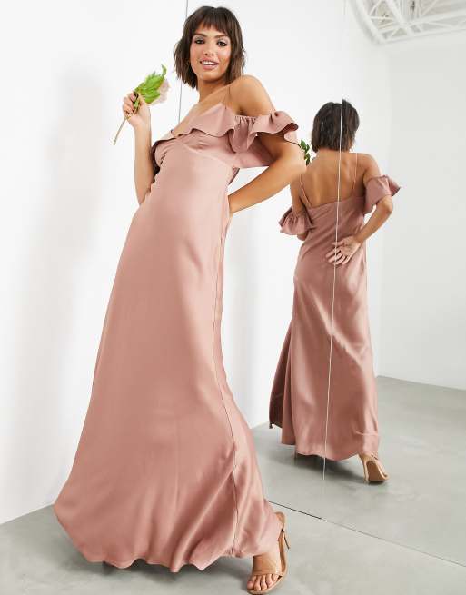 Ruffle cold clearance shoulder maxi dress